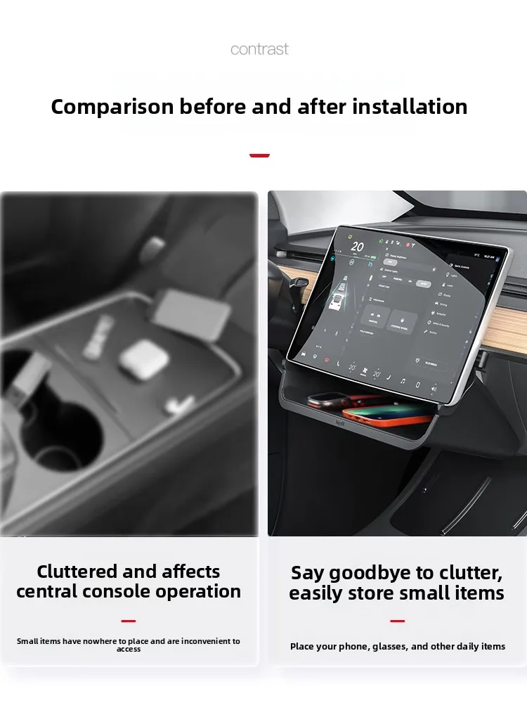 

Topfit Storage Box for Tesla Model 3y Center Console under Screen Storage Organizer Car Interior Accories Modin