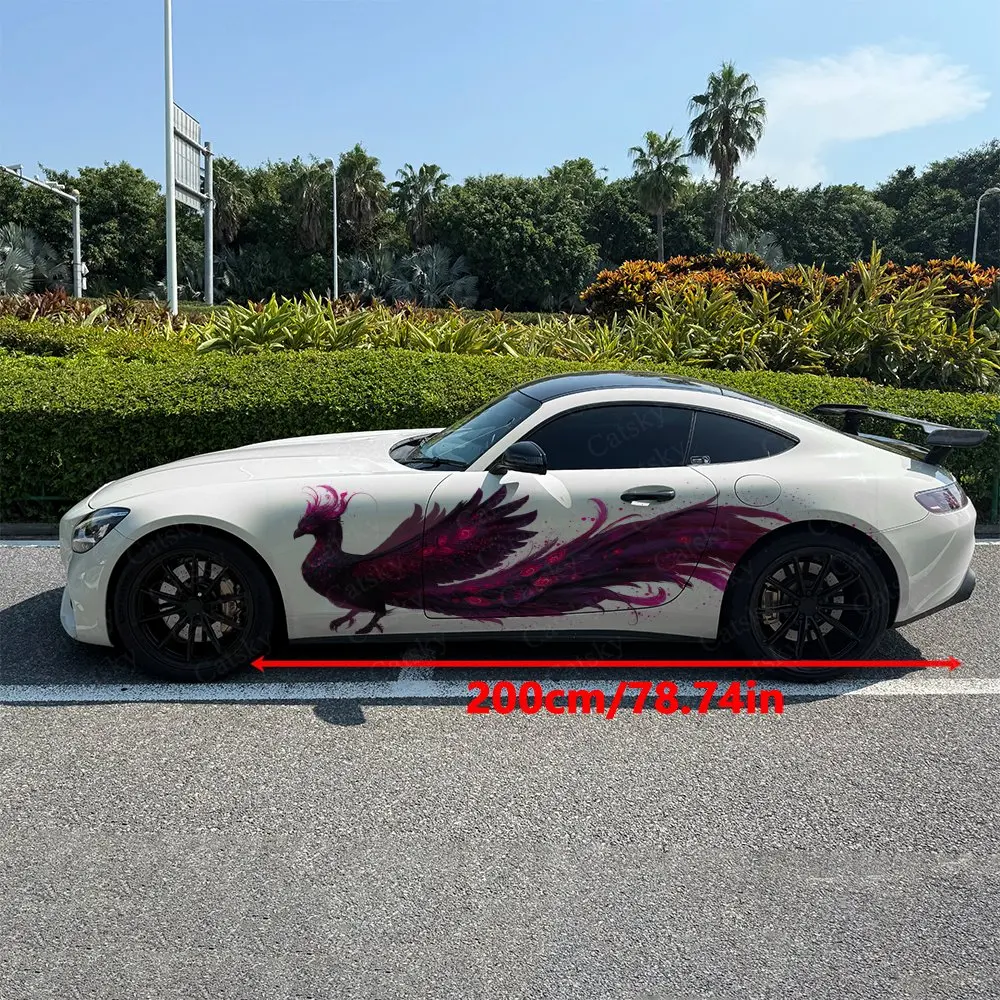2pcs Amethyst Magic Raven Car Side Wraps, Self-Adhesive PVC Waterproof & Scratch-Resistant Stickers, Car Accessory Gift