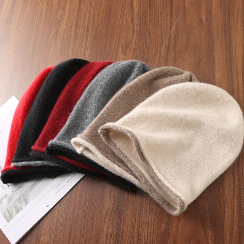 Bonnets à ourlet serti pour femmes, chapeau d'hiver, bonnet en laine douce, bonnet Skullies Hip Hop, haute qualité, tout chaud, mode Y2K, 100% laine