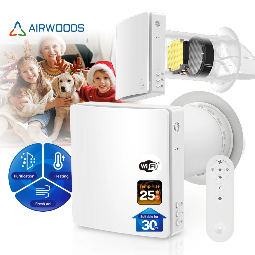 

Airwoods Heating Fresh Air Single Room Ventilation System AV-EW8
