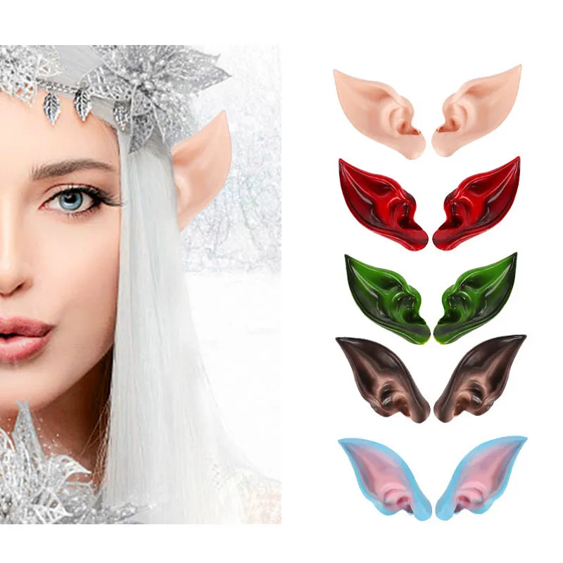 New Halloween Latex Elf Ears Creative Fun Scary Devil Witch Party Role Play Prom Dress Up Cosplay Elf Ears Performance Props
