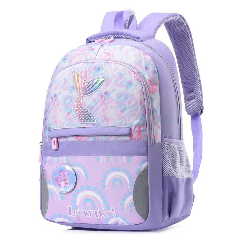 Mochila escolar para niños, bolsa de escuela primaria, bonita cola de sirena, impermeable, ligera, novedad, 024