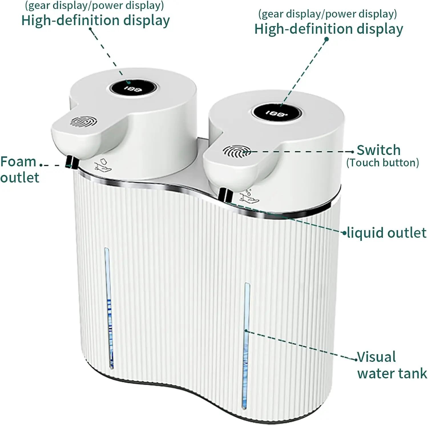 Dispenser Sabun Otomatis Dual-Head STLF Commercial Hotel, Sensor, Isi Ulang USB, Tanpa Sentuh, untuk Sabun Cair dan Busa