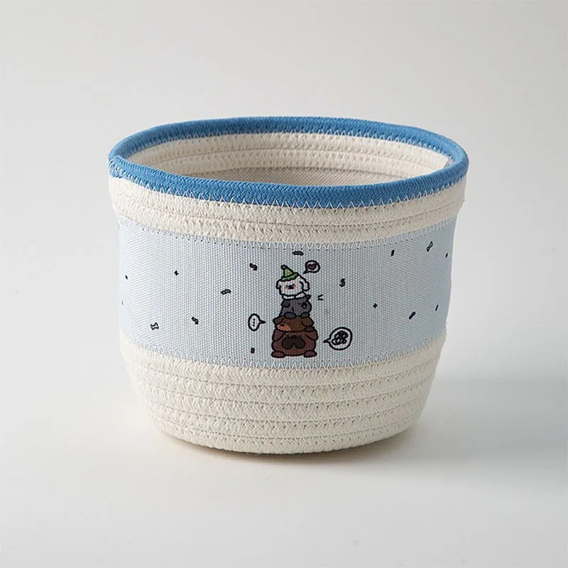 Cotton Thread Printed Cosmetic Storage Basket Cloth Art Skincare Products & Miscellaneous Items Tabletop Organizer Box