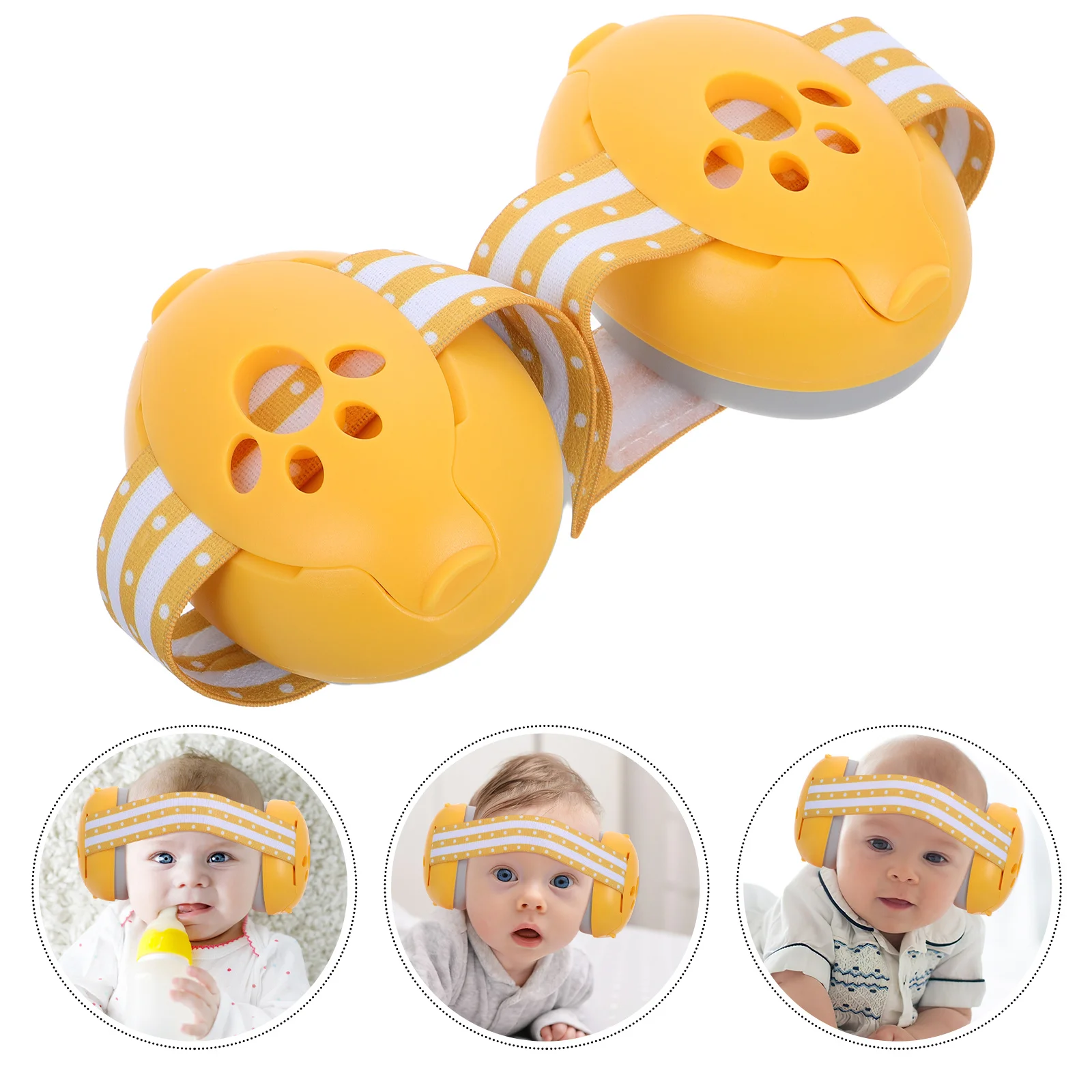 

Baby Ear Muffs Noise Protection Adjustable Infant Headphones Soft Comfortable Yellow for Sleep Travel Toddler Hearing Protection