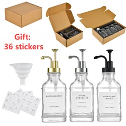 500ml Coffee Syrup Dispenser Set 16.9 Oz Coffee Syrup Container Clear Glass Syrup Bottle Milk Tea Syrup Bottle Soap Dispenser