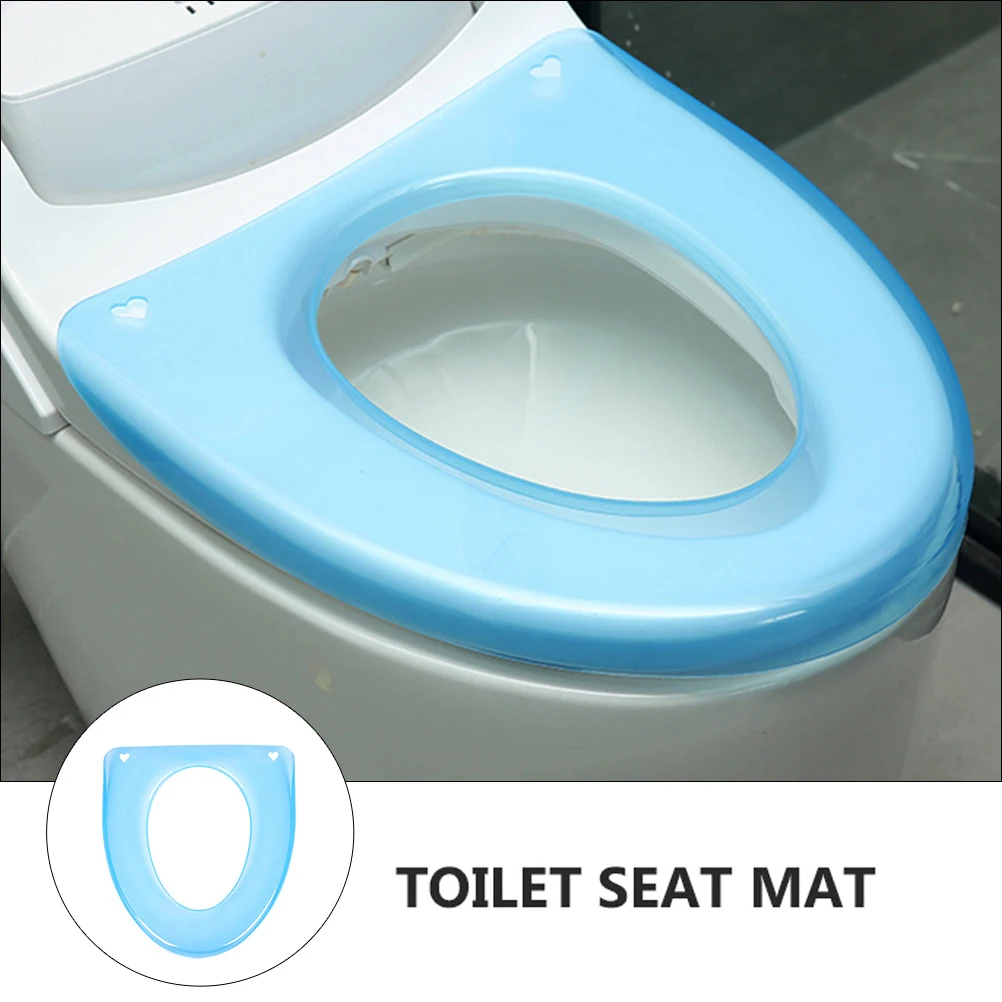 

Plastic Toilet Seat Mat Waterproof Blue Pad Bathroom Supply Travel Reusable Four Seasons Household Toilet Accessory