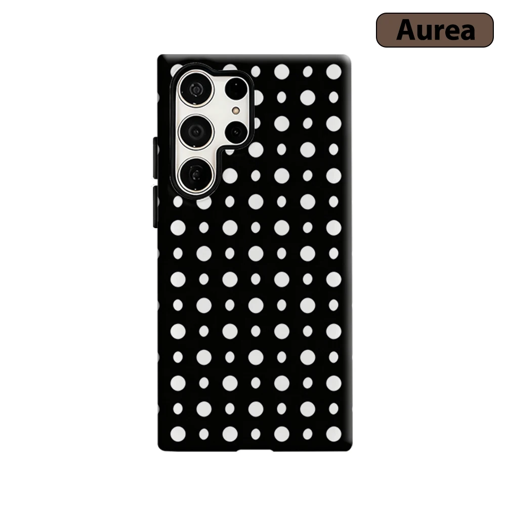 Bold Black White Dots Phone Case for Samsung Galaxy S26 S25 Ultra S24 S23 Ultra Plus Shockproof Double layer tough Back Cover