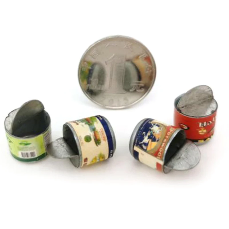 4Pcs/set Dollhouse Miniature Cans Toy Model Mini Simulation Doll Food Kitchen Living Room Decor Accessories-Toy