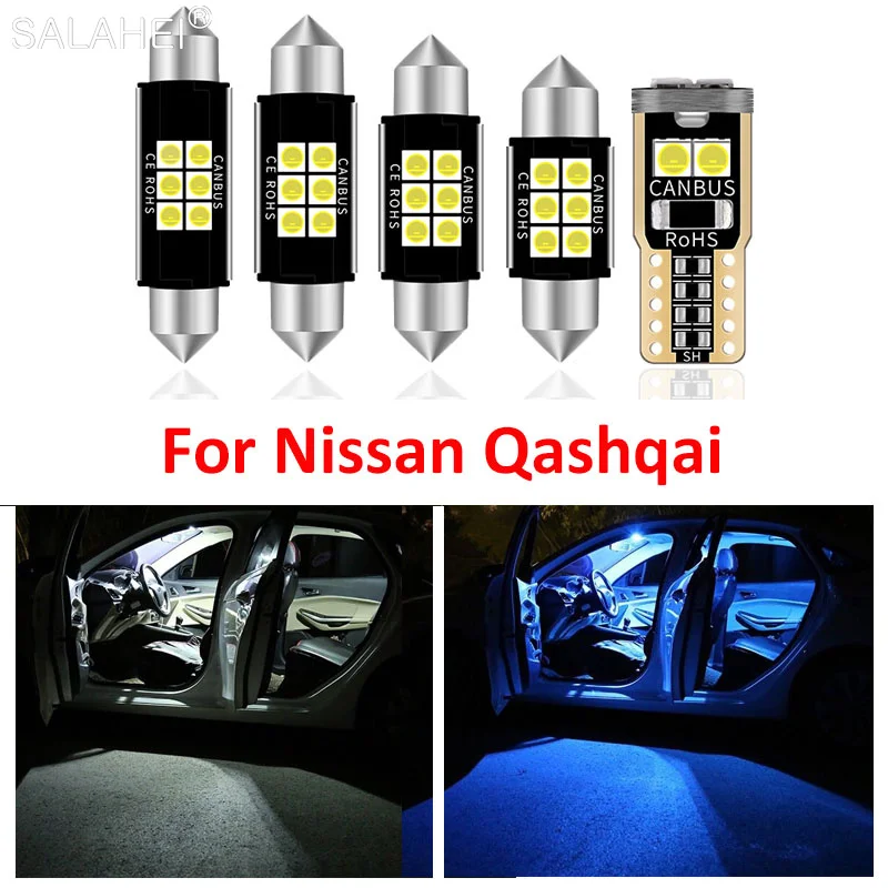 

10Pcs Car Interior Lights Upgrade Kit For 2007-2019 Nissan Qashqai J10 J11 Led Bulbs Accessories Dome Trunk Lamps Roof Lights