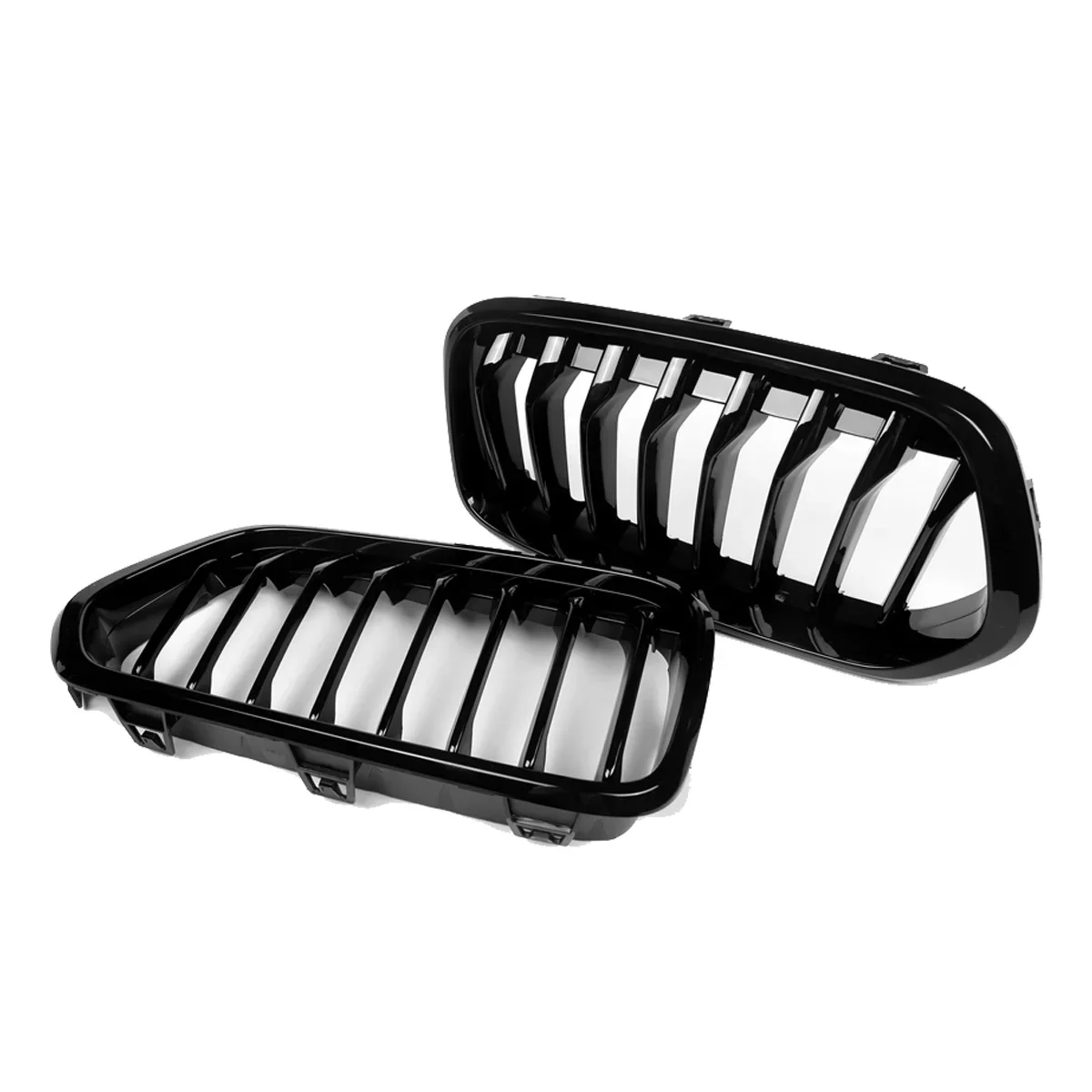 1 Pair Black Front Bumper Kidney Single Line Grille For BMW F39 X2 M35i xDrive20d xDrive28i sDrive20i 2018 2019 2020 Gloss Black