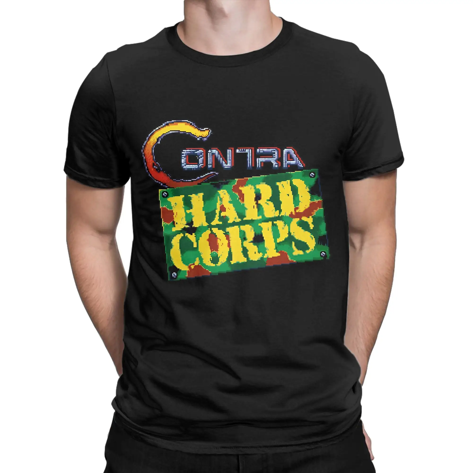 Contra Hard Corps Genesis title Screen Essential Shirt Funny 100% Cotton T-Shirt Contra NES Tees Tops For Men