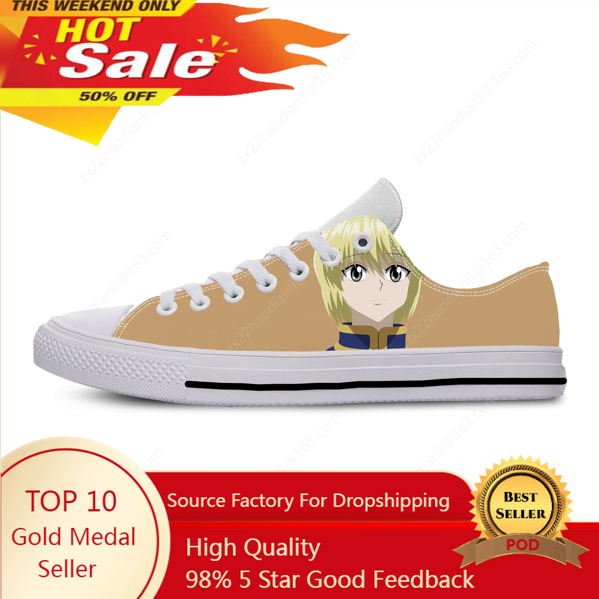 

Japanese Anime Manga Hunter X Hunter Kurapika Cool Casual Cloth Shoes Low Top Lightweight Breathable 3D Print Men Women Sneakers