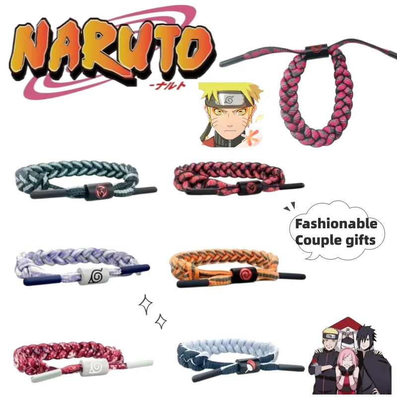 Bracelet Naruto Uchiha Sasuke et Uchiha Itachi, mignon et élégant, dessin animé personnalisé, simple, tressé, pour couple, bracelet d'étudiant, cadeau