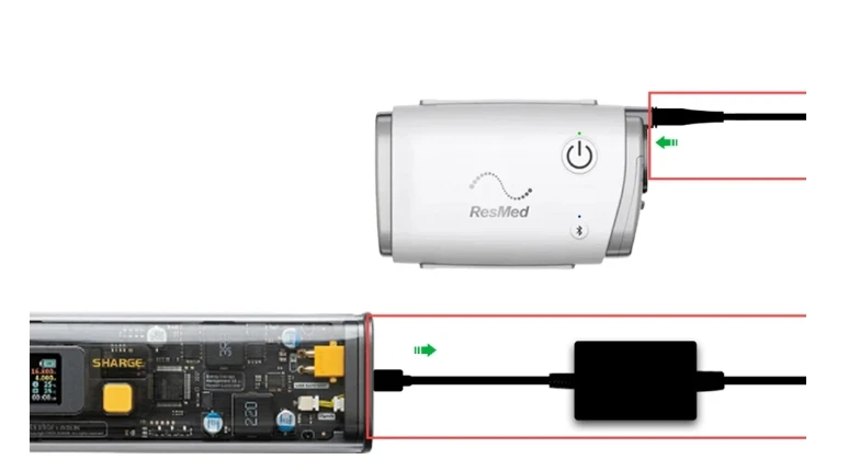 ResMed Airmini PD Charging Cable Power Bank Converter to Air Mini Ventilator Power Supply Cable Travelling Train Airmini