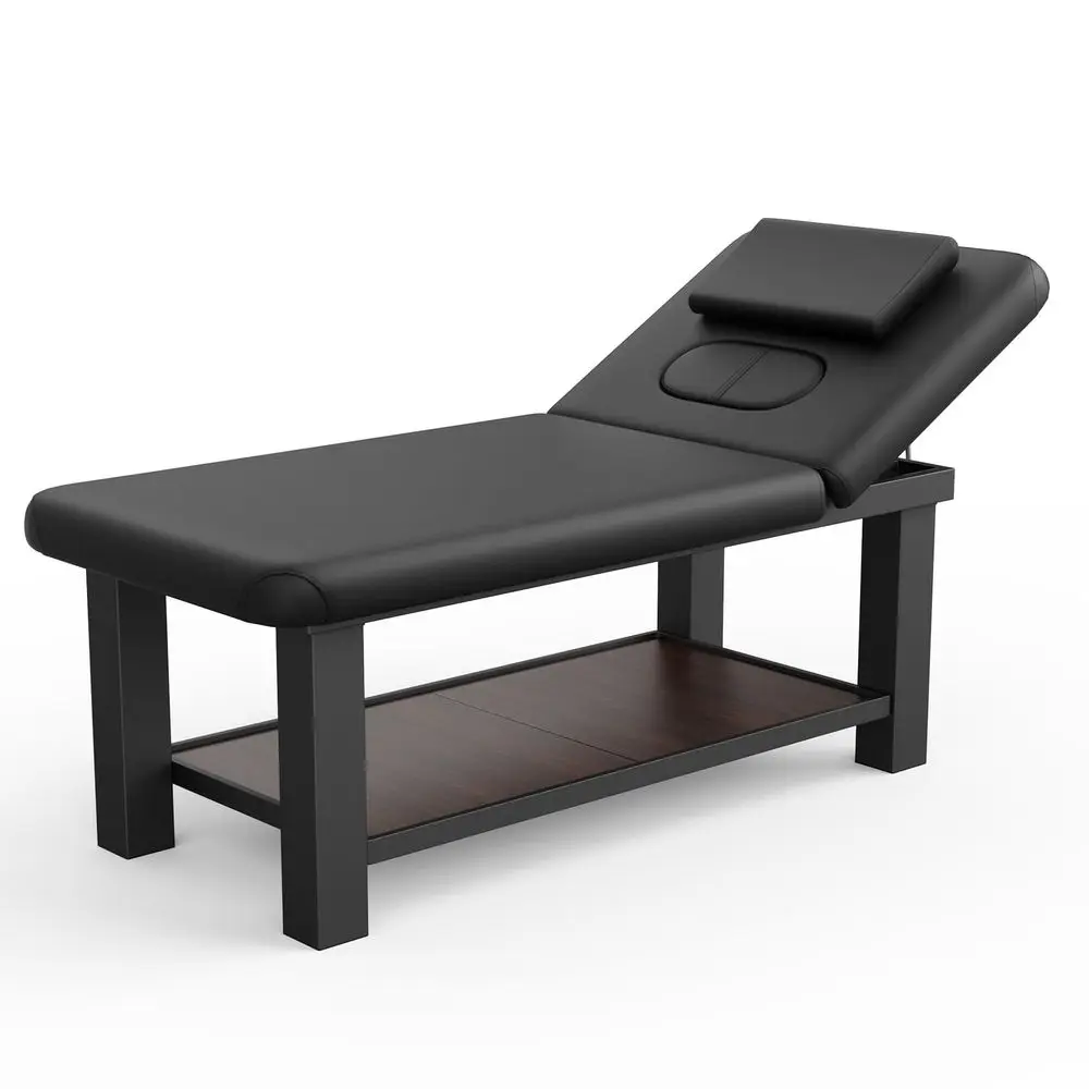 

Massage Table for Treatment Table, Physical Therapy Table, Spa Facial Professional Massage Bed, Black PU Leather 31.5 Wide, 700