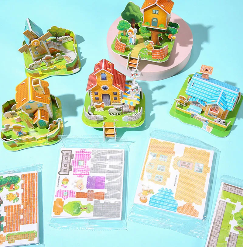 Mini 3d Haus Modell Puzzles Schaum Papier Sets für Kinder Kinder Puzzle Montage DIY frühe Bildung Spielzeug handgemachtes Handwerk