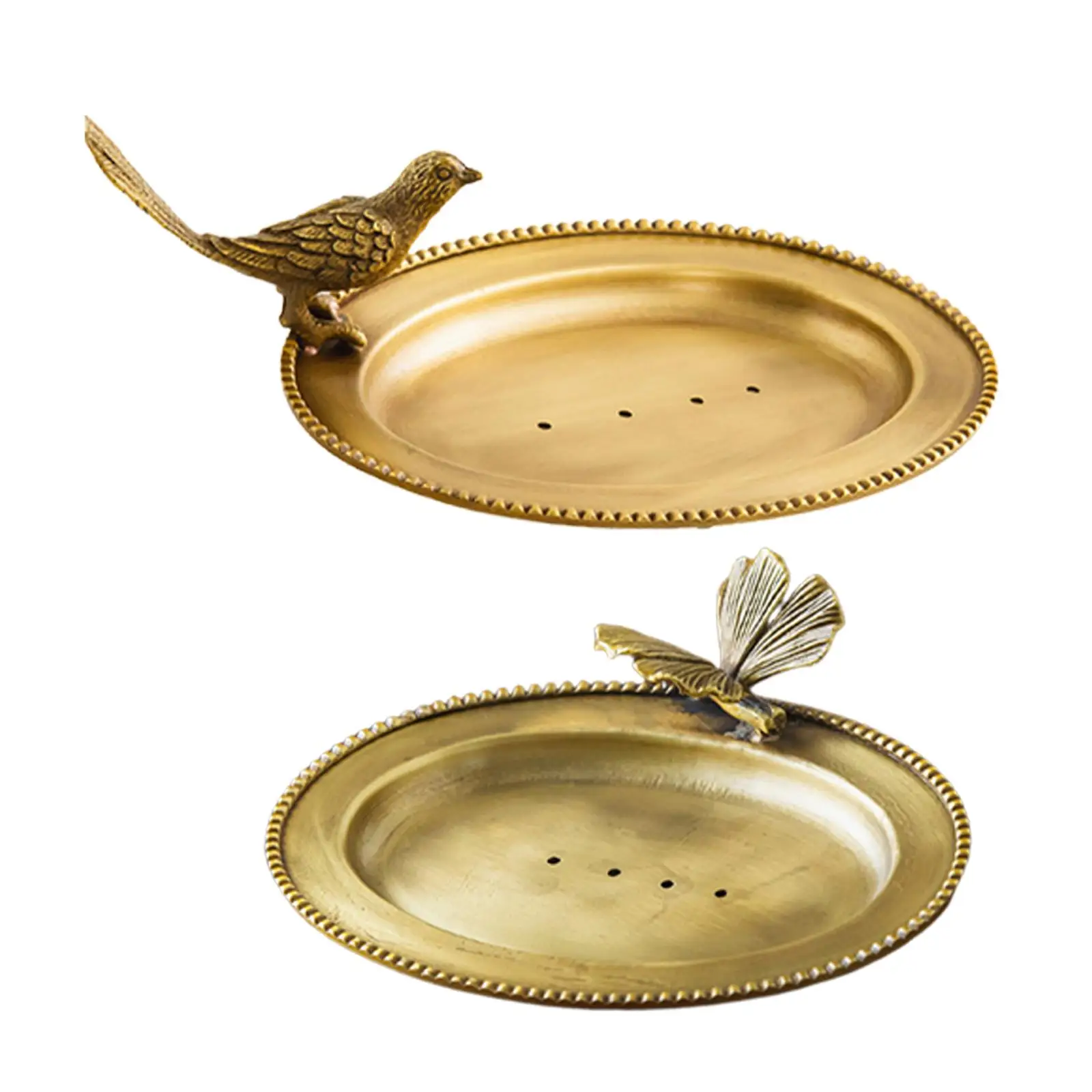 

Vintage Brass Soap Dish Decorative Display,Multipurpose,Oval,Trinket Jewelry Plate for Home Shower Bathroom Tabletop Decoration