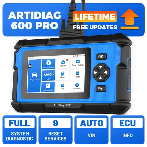 Imagen 1 del producto TOPDON AD600PRO OBD2 escáner herramienta de diagnóstico de coche profesional lector de código de sistema completo 9 servicio de reinicio sin aceite/SAS/ABS por vida