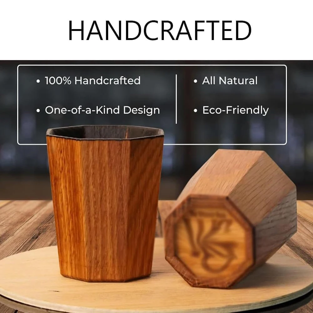 1/2/3 PCS Whiskey Cup Handmade Wooden Bourbon Cup Charred Drinking Vessel Whiskey Glass for Bar Home Party Drinkware