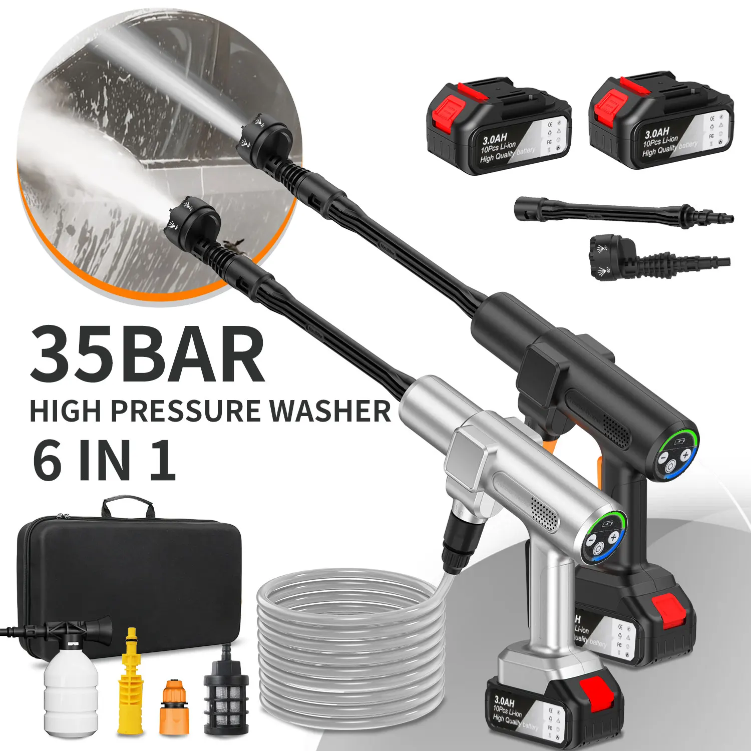 300 واط 35Bar فرش الكهربائية ارتفاع ضغط غسيل السيارات مدفع المياه سيارة لاسلكية غسالة تنوعا حديقة الري أداة #1