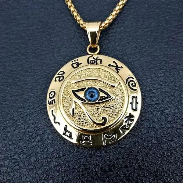 

Egypt Horus Eye Amulet Gold Stainless Steel Pendant Necklace Jewelry