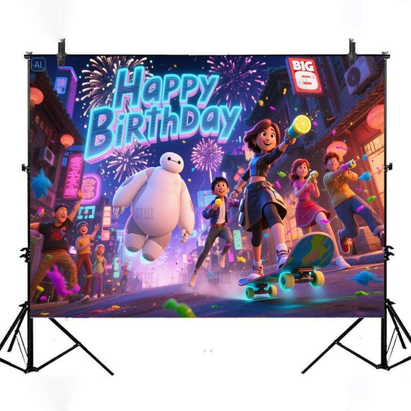 Disney Magic Kitchen ฉากหลัง - Tiana Okra Naveen กบ Louis สับตกแต่ง Happy วันเกิดการถ่ายภาพพื้นหลังที่กําหนดเอง