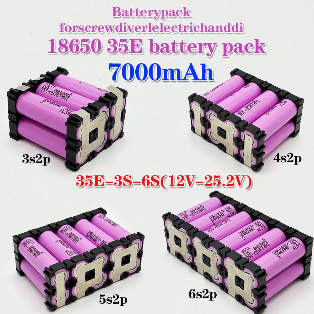 

Original 100% full capacity 18650 35E 7000mAh 3S 4S 5S 6S 12.6V 14.8V 18V 25.2V For DIY screwdriver battery welding battery pack