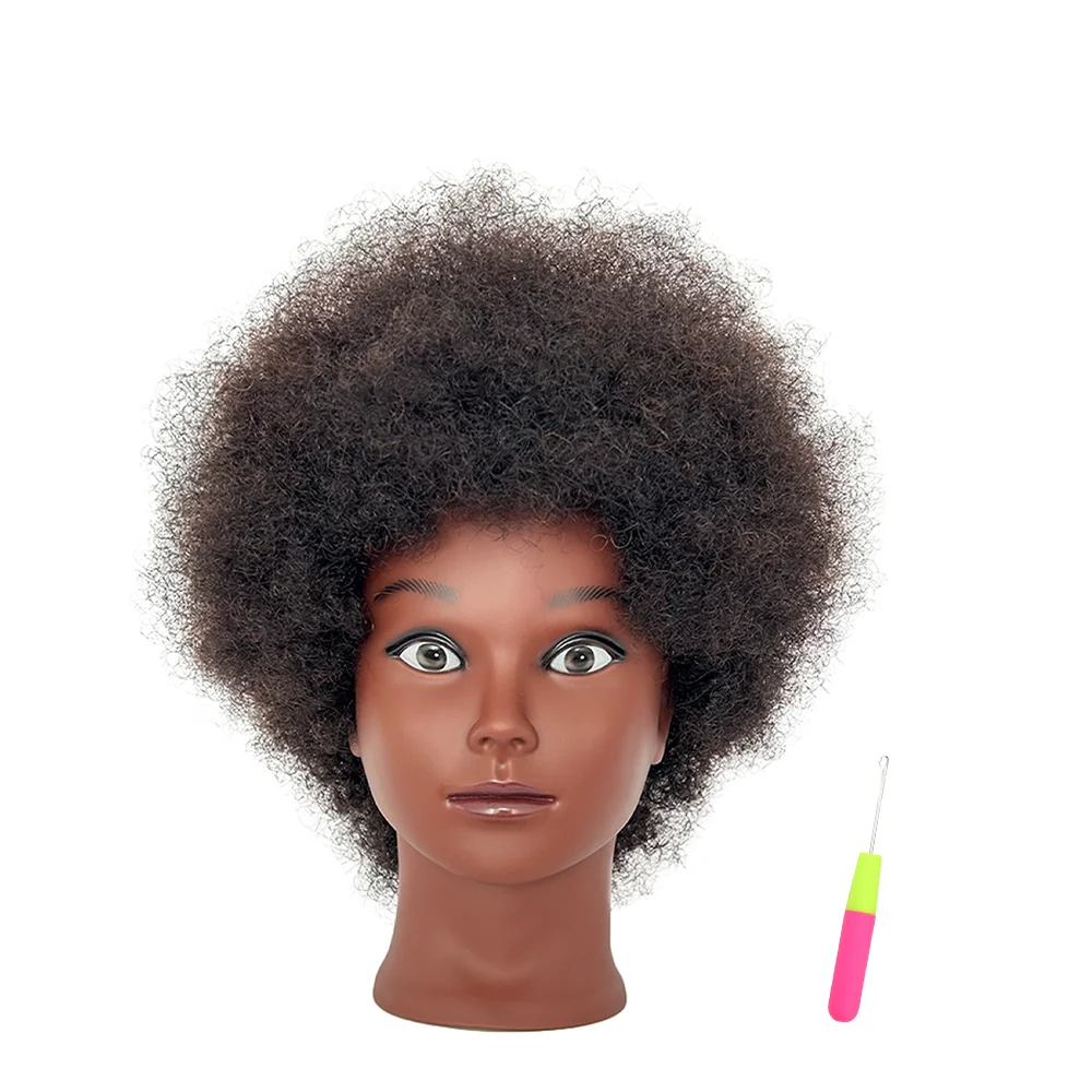 

Afro Kinky Curly Mannequin Head 100% Human Hair for Braiding Practice - Manikin Head for Bleaching, Dyeing & Styling