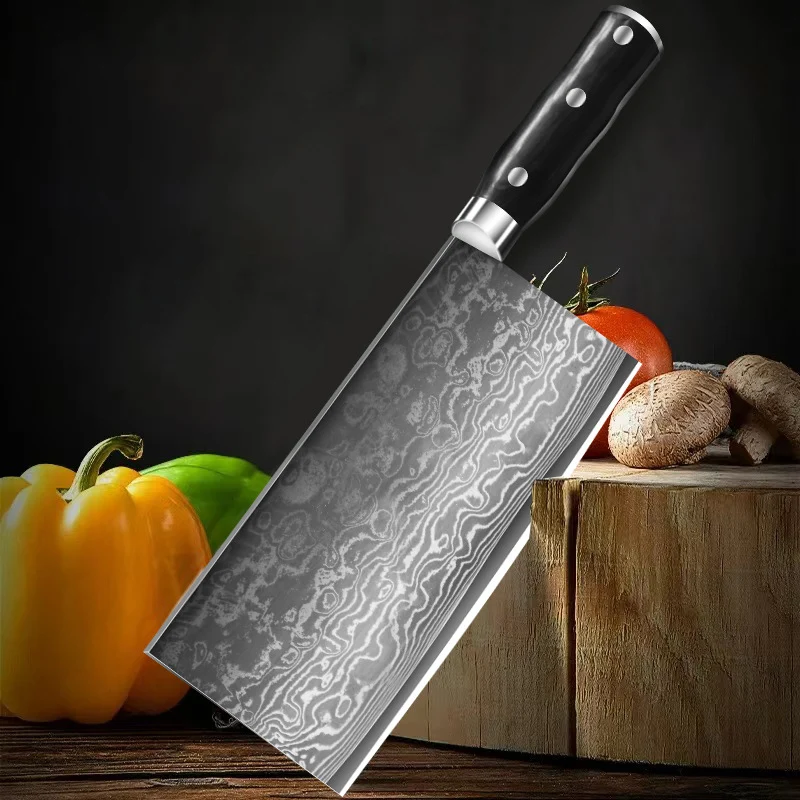 

7.7 Inch Chinese Chef Knife 67-Layers Damascus VG10 Steel Blade Wood Handle Sharp Slicing Cleaver Kitchen Knives Cooking Tools