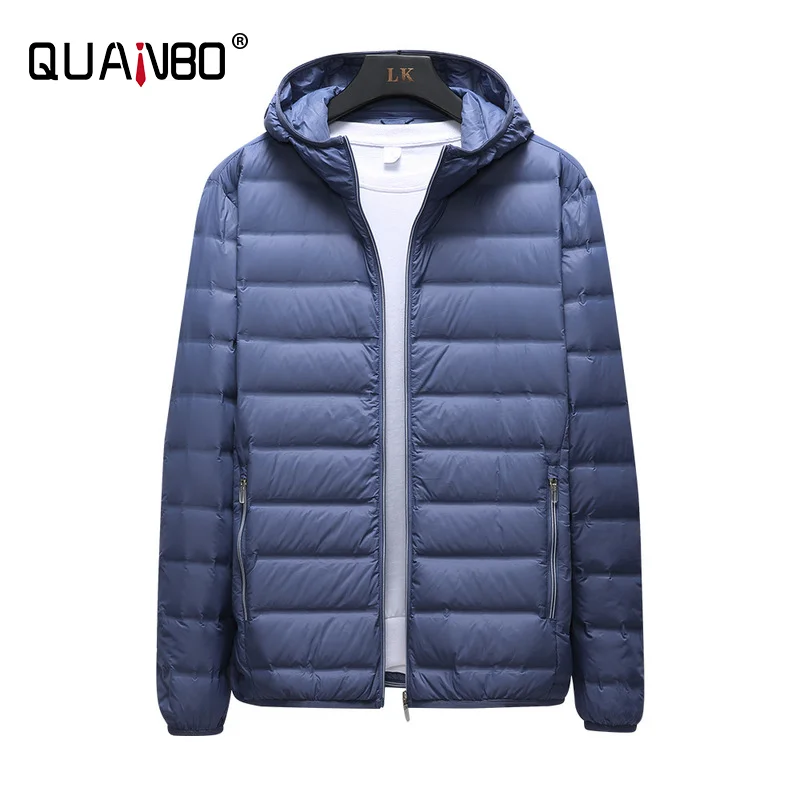 Anti-splashing Lightweight Puffer Jacket 90% White Duck 남성용 후드가 달린 물과 바람 방우 유지 워밍업 코트 5XL 6XL