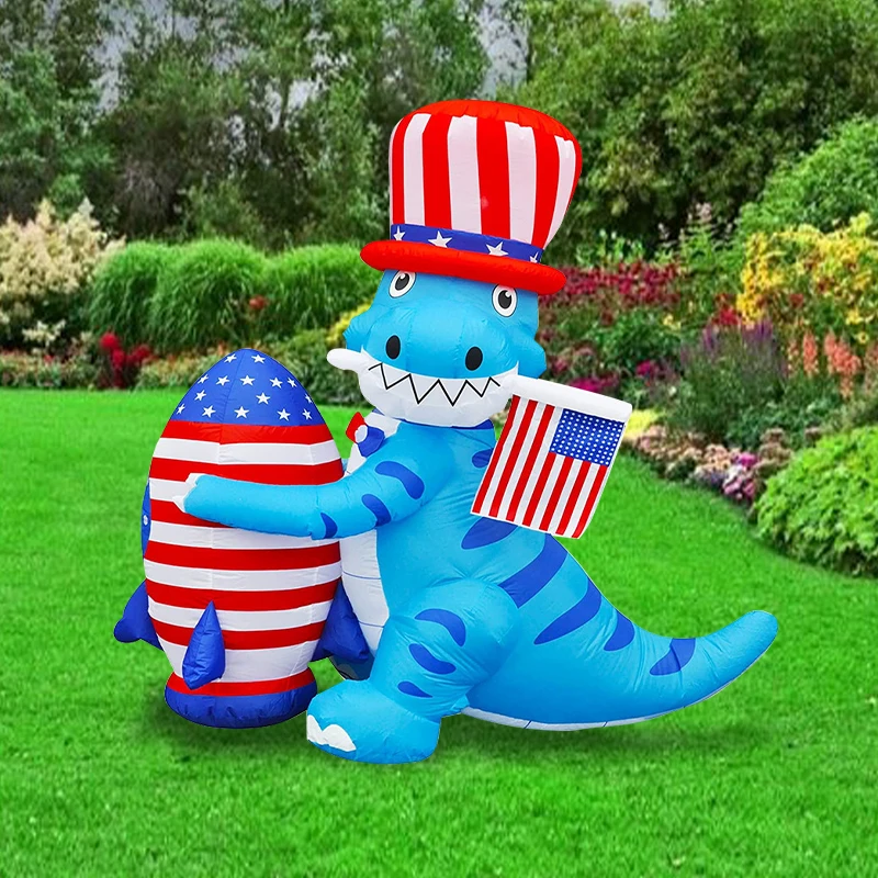 Lovely Dinosaur Model Rocket Gas Independence Day Campaign Inflatable Model Exhibition Venue Decoration For Yard Garden Lawn