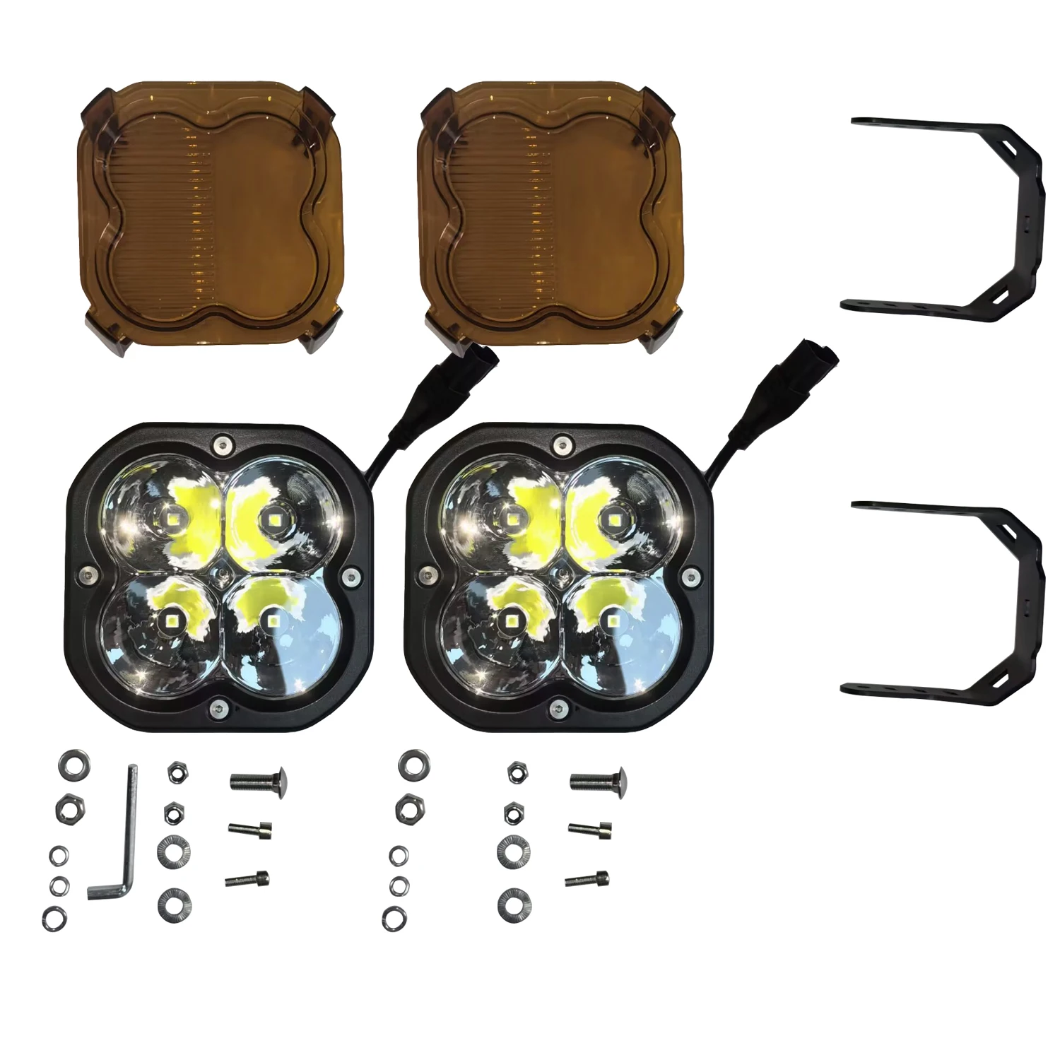 1 Pair 5 Inch Square Led Work Light 80W Driving Lamp For Trucks Pickup ATV UTV SUV Led6507