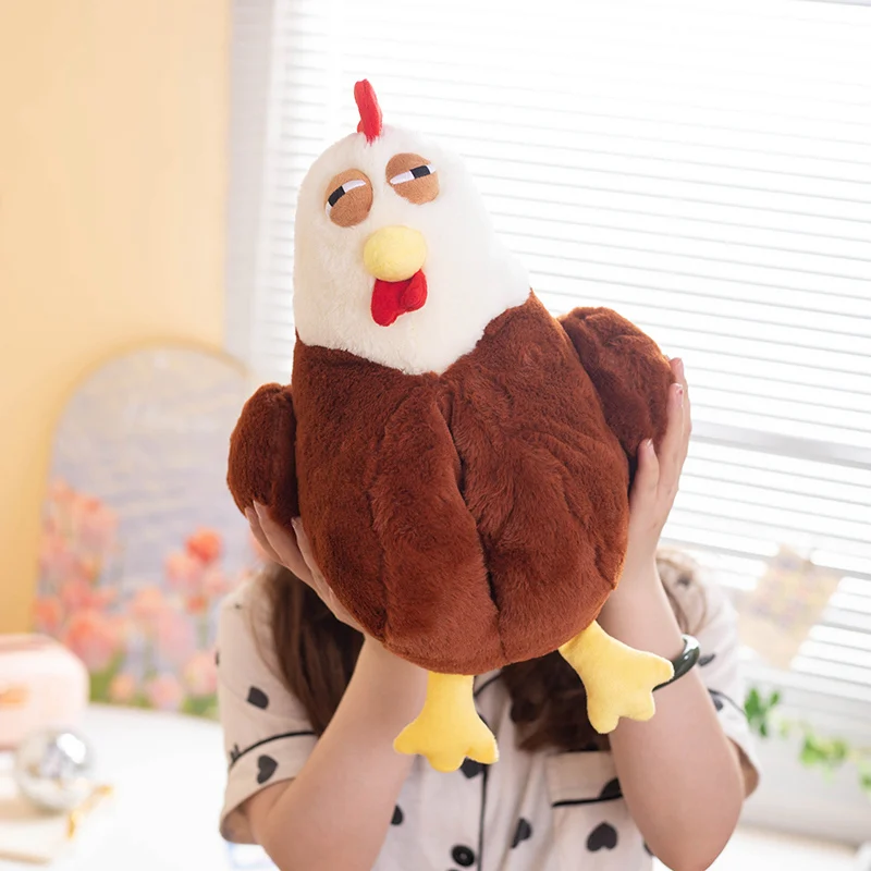 40x45cm New Stupid Chicken Plush Pillow Funny Big Cock Plush Hand Warmer Cushion Creative Birthday Christmas Gifts