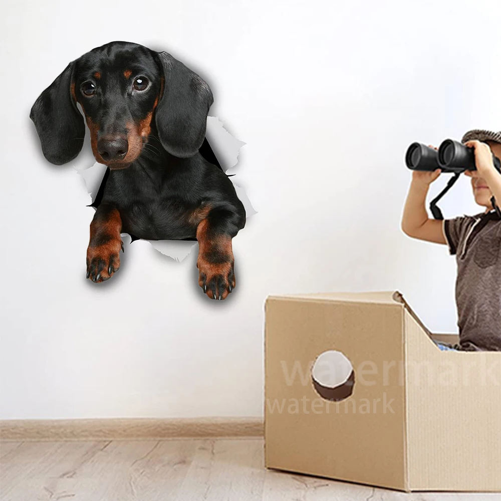 Calcomanías de Pared de Perro Schnauzer Sonriente, Calcomanías 3D de Mini Schnauzer para Paredes, Autos, Baños
