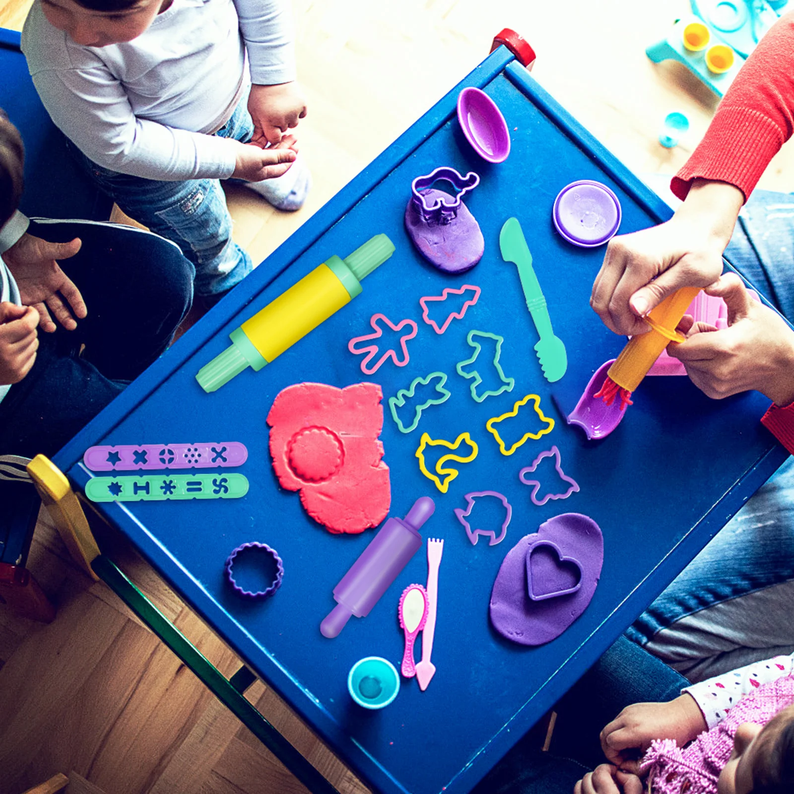 Kit de Ferramentas para Modelagem de Argila com 22 Peças e Moldes Plásticos para Crianças, Atividade de Arte e Artesanato Divertida para Aprendizado em Casa e na Sala de Aula