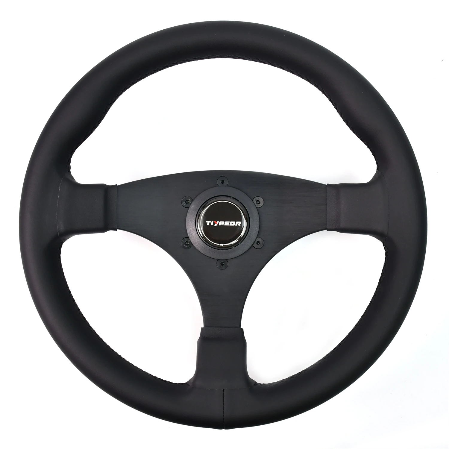 TIYPEOR Universal Black 330mm Steering Wheel Leather 42mm Deep Steering Wheel Modified Volante