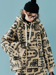 imakokoni lamb fleece hoodie 2025 winter thick and warm loose hooded hoodie 244890