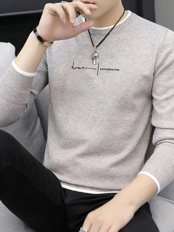 

Men's Thiened Knitted Sweater Faionable Warm Base Layer irt Trendy Autumn Winter Korean Sle Regular Fit Long Sve P...