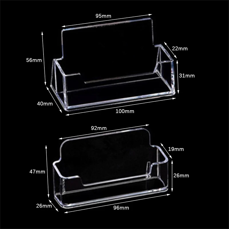 Porte-cartes de visite de bureau transparent en acrylique, porte-cartes de place, boîte d'étagère