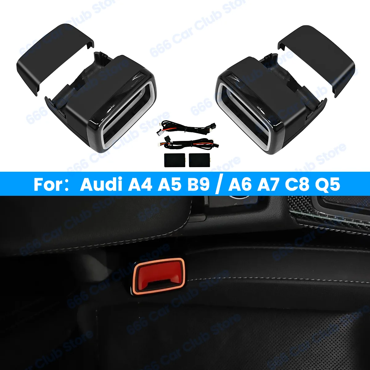 

30 Colors LED Safety Buckle Seat Belt Ambient Light For Audi A4 A5 RS4 RS5 B9 A6 A7 C8 Q5 2020-2024 Decorative lights