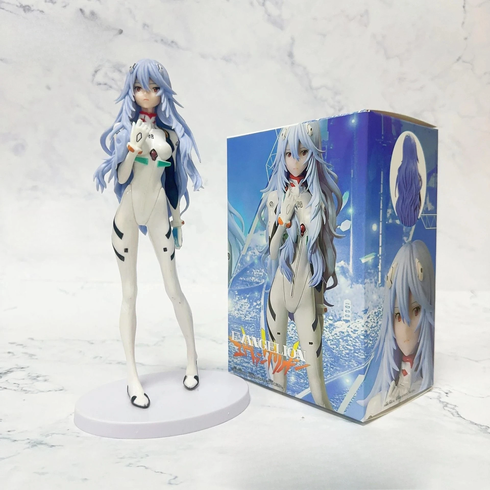 

22cm Kawaii EVA Asuka Long hair blue Ayanami Rei Statue model.PVC material.Desktop decoration Collection handmade model.toy gift