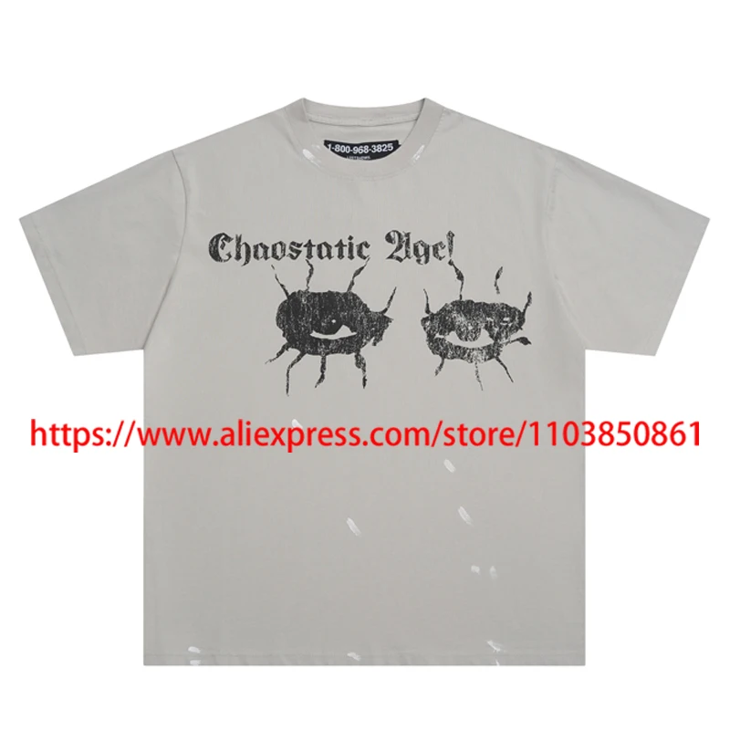 

American Trend LOST SHDWS T-shirt Summer Casual Graffiti Letter Print Tops Vintage Do Old Lostshdws Short Sleeves T shirts