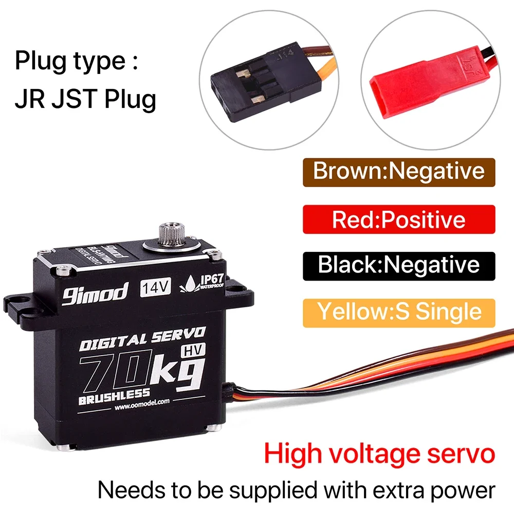 UniFly9imod Servo 70KG Digital Servo Motor HV High Torque 180°270°360°Waterproof Brushless Metal Gear Steering Servo For 1/10 RC