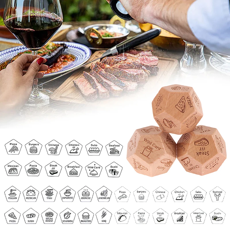 Funny Wooden Dice Game Decide Valentine's Day Food Decision Dice Couple Date Night Household Decoration Accessories