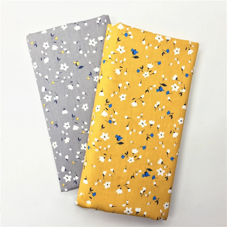 160x50cm Twill Cotton Fabric Retro Yellow Gray Floral DIY Printing Children's Bedding Cloth Bed Sheets, Pillowcases Sewing Cloth