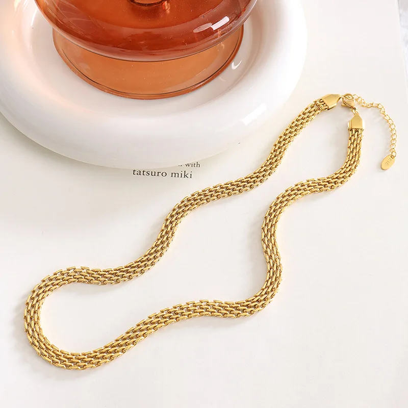 Stainless Steel Track Chain Necklace For Women 18k Gold Plated Waterproof Non Tarnish Women's Choker Necklaces