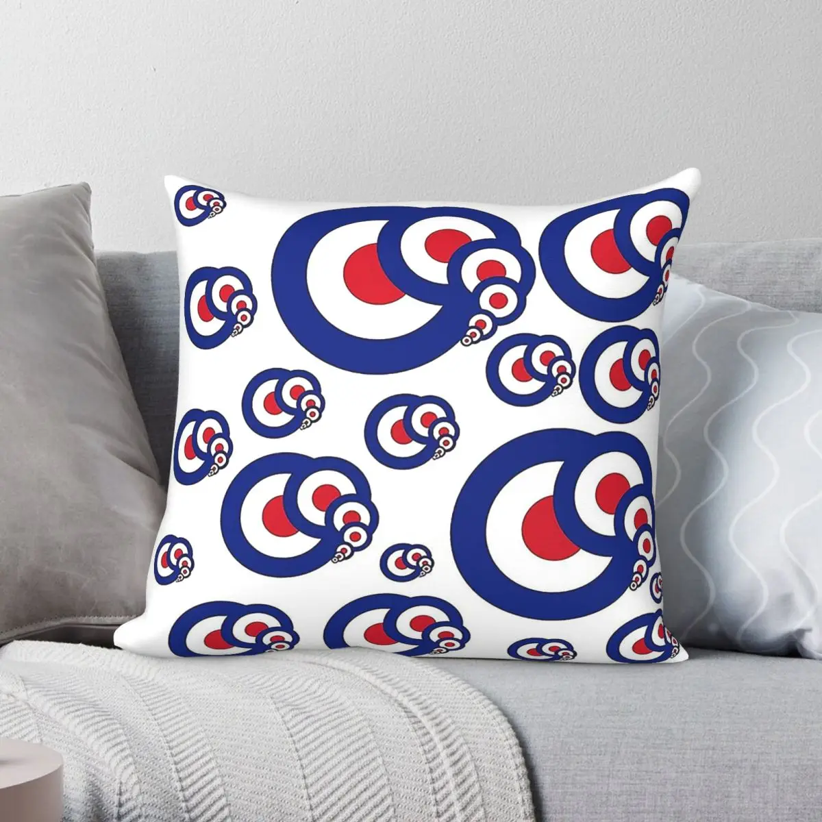 Mod Targets Square Pillowcase Polyester Linen Velvet Pattern Zip Decorative Bed Cushion Cover