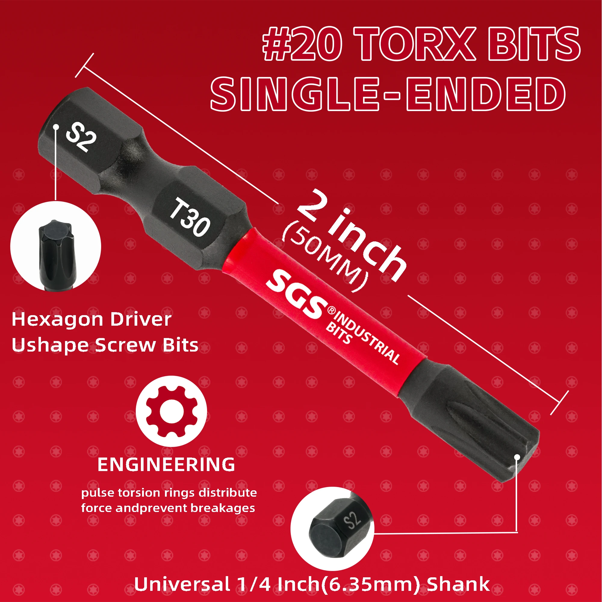 15-teiliges T30 Torx Schlagschrauber-Bit-Set 50mm S2 Stahl Stark Magnetisch Schraubendreher-Bit-Set Schwarz Phosphatiert für Bohrschrauber Elektrowerkzeuge – Detail 4