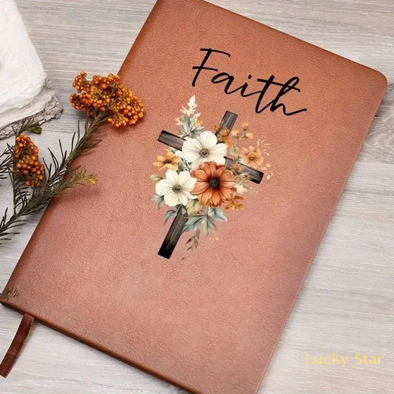 Leather Prayer Journal Prayer Notebook Leather Flower Design Notebook Christian Gifts For Women Men Daily & Weekly Bible【a】